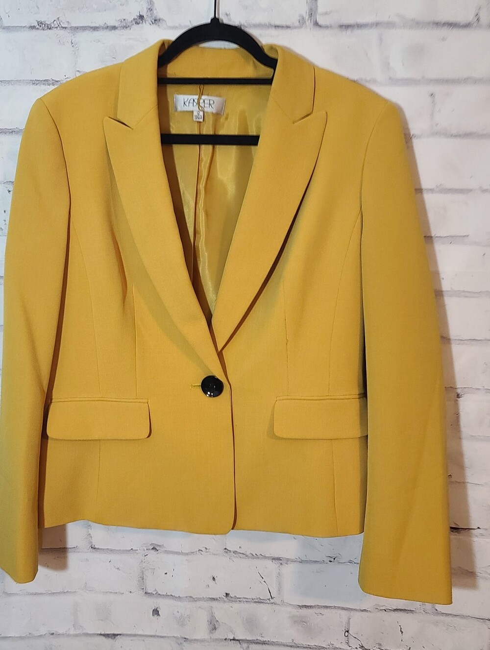Mustard Yellow Kasper  Single Button Blazer Jacket Sz 12